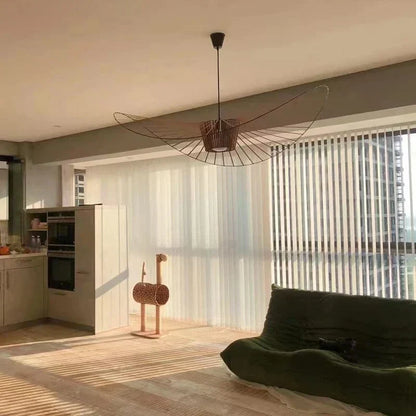 Elegant Metal and Linen Pendant Light Fixture
