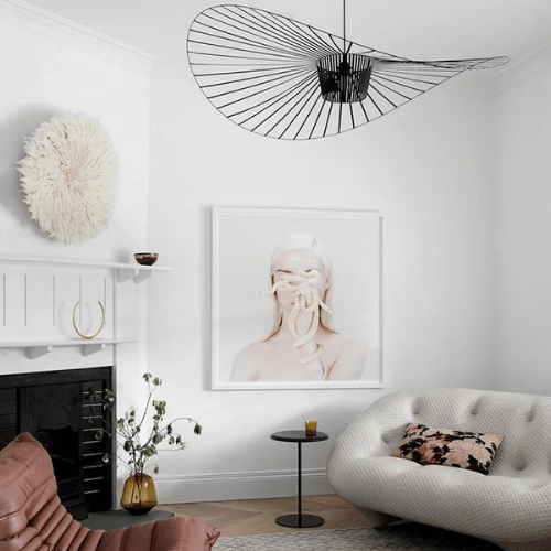 Elegant Metal and Linen Pendant Light Fixture