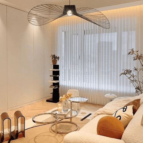 Elegant Metal and Linen Pendant Light Fixture