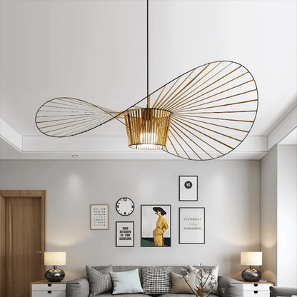 Elegant Metal and Linen Pendant Light Fixture