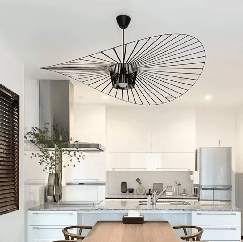 Elegant Metal and Linen Pendant Light Fixture
