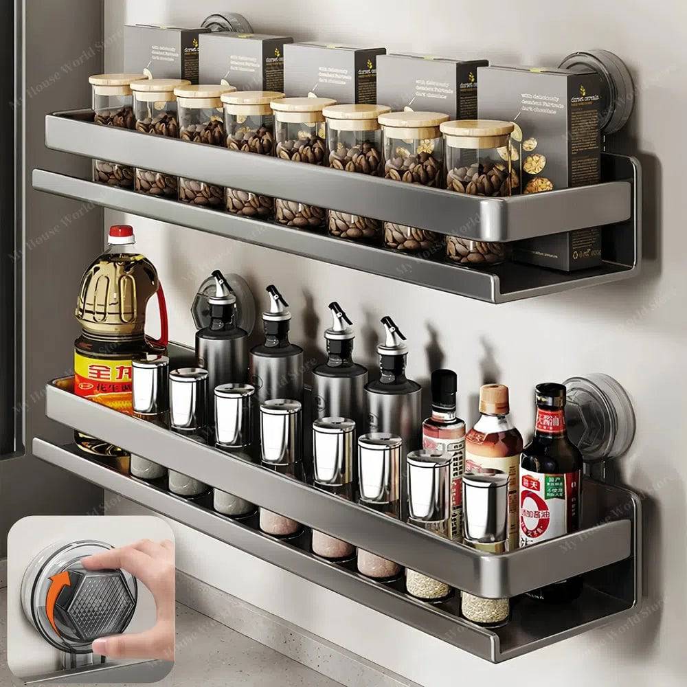 Sticky Kitchen Wall Mount Spice Organizer Rack - Lusomart