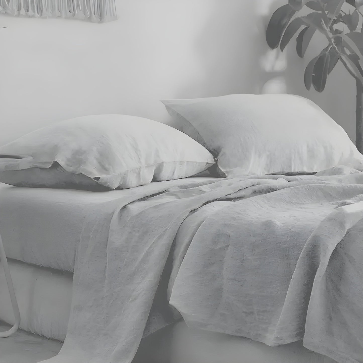 Soft Linen Bed Sheet Set with 2 Pillowcases - Natural Color
