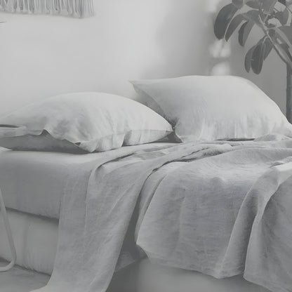 Soft Linen Bed Sheet Set with 2 Pillowcases - Natural Color