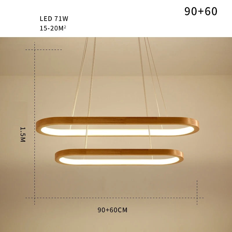 Simple Wooden Pendant Light, Adjustable Dining Lamp