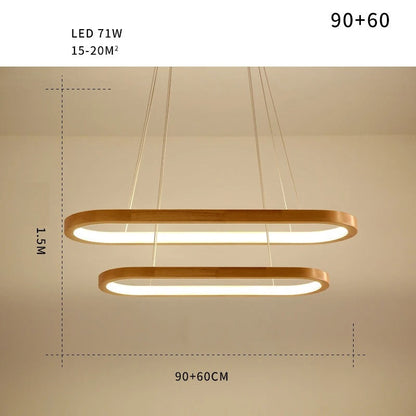 Simple Wooden Pendant Light, Adjustable Dining Lamp