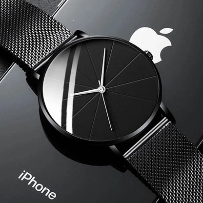 Stylish Mens Watch with Large Face Leather Strap