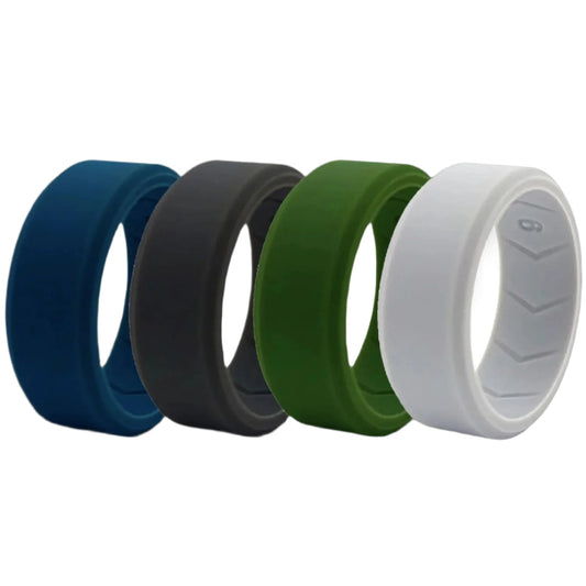 Comfortable Silicone Wedding Ring Set of 4 Bands - Lusomart