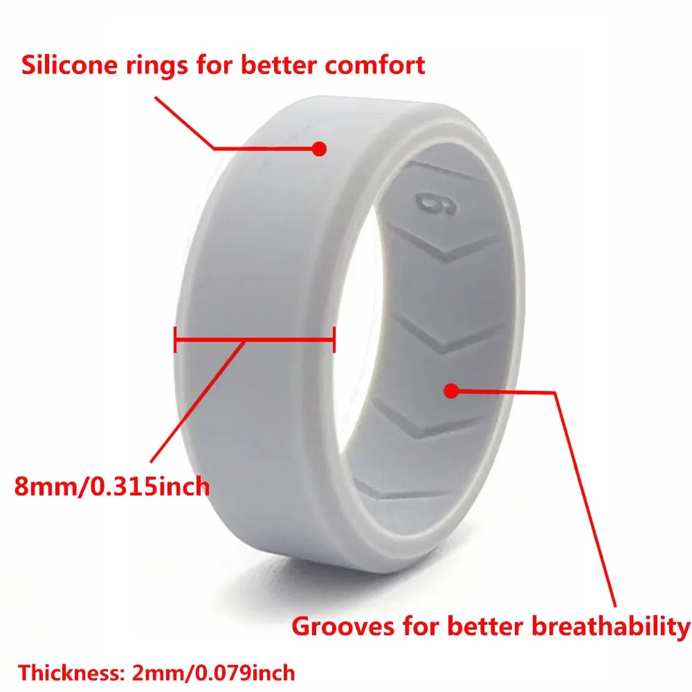 Comfortable Silicone Wedding Ring Set of 4 Bands