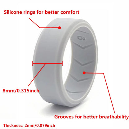 Comfortable Silicone Wedding Ring Set of 4 Bands