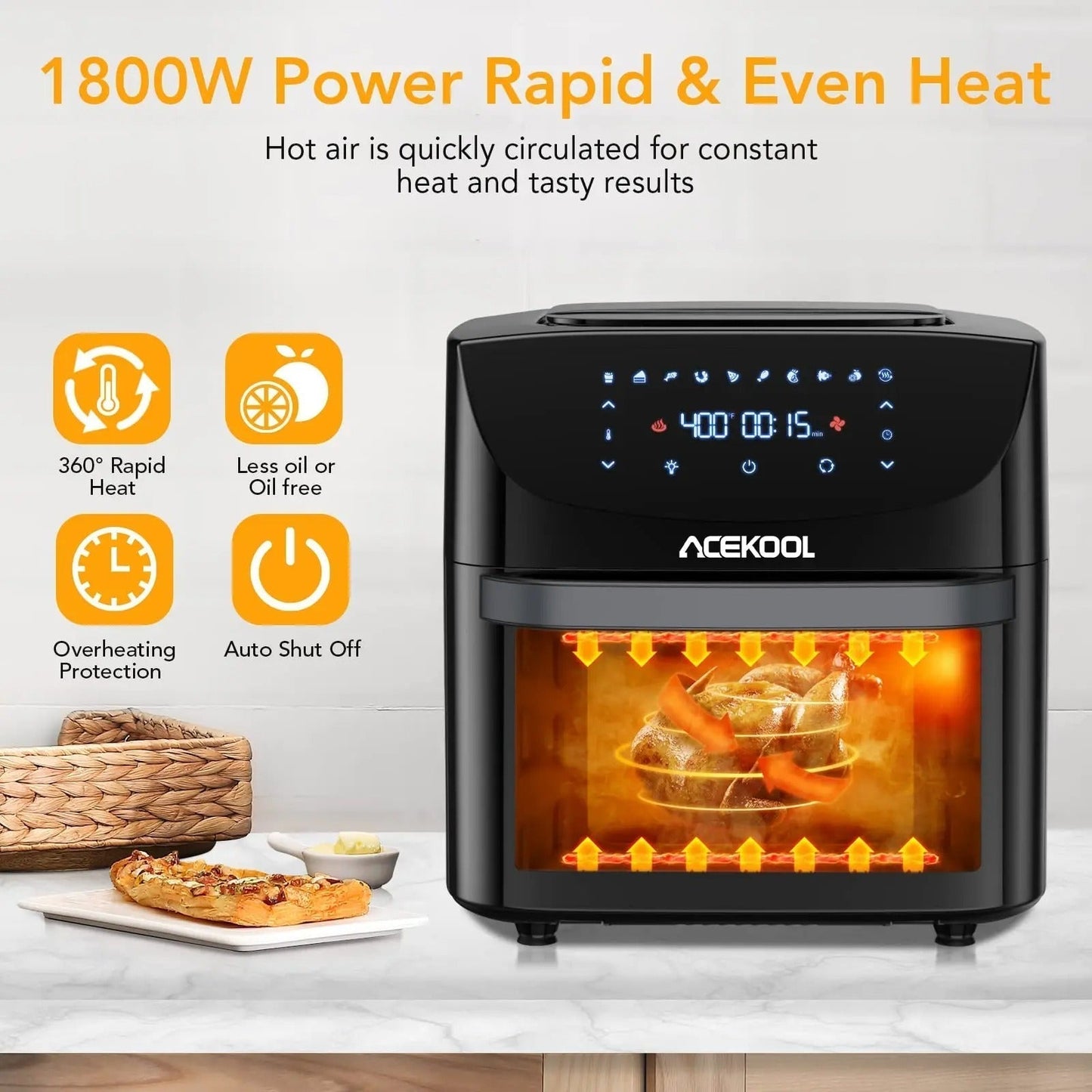 Space Saving 10-in-1 Digital Air Fryer Oven Combo