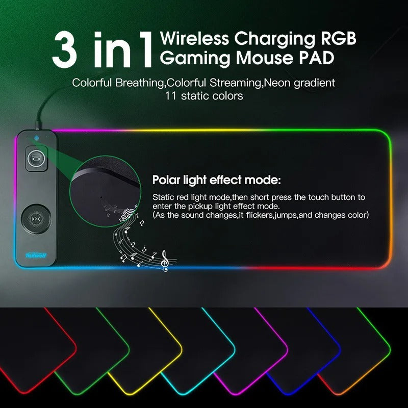 Wireless LED Desk Pad With Dual Fast Charging Spots