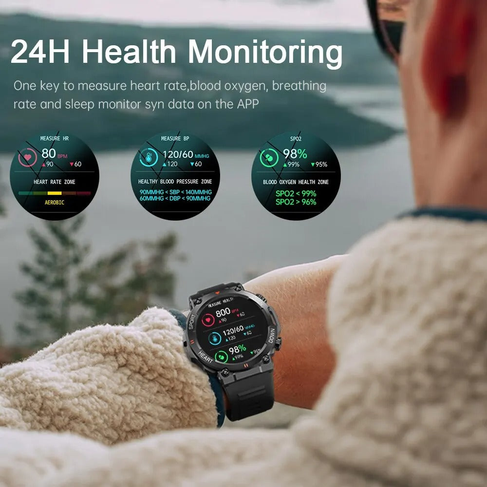 Rugged Outdoor Tactical Smartwatch with Long Battery Life