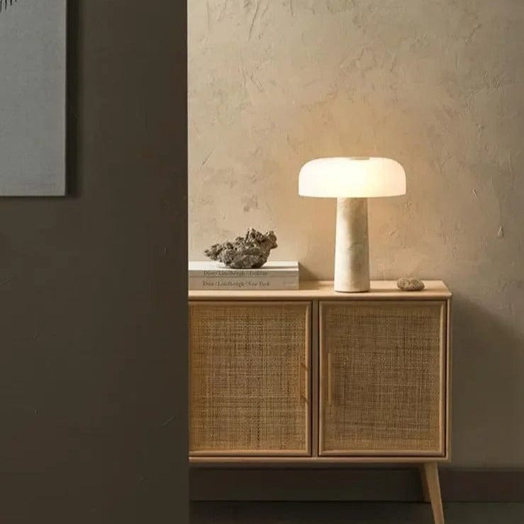 Elegant White Marble Table Lamp - Lusomart