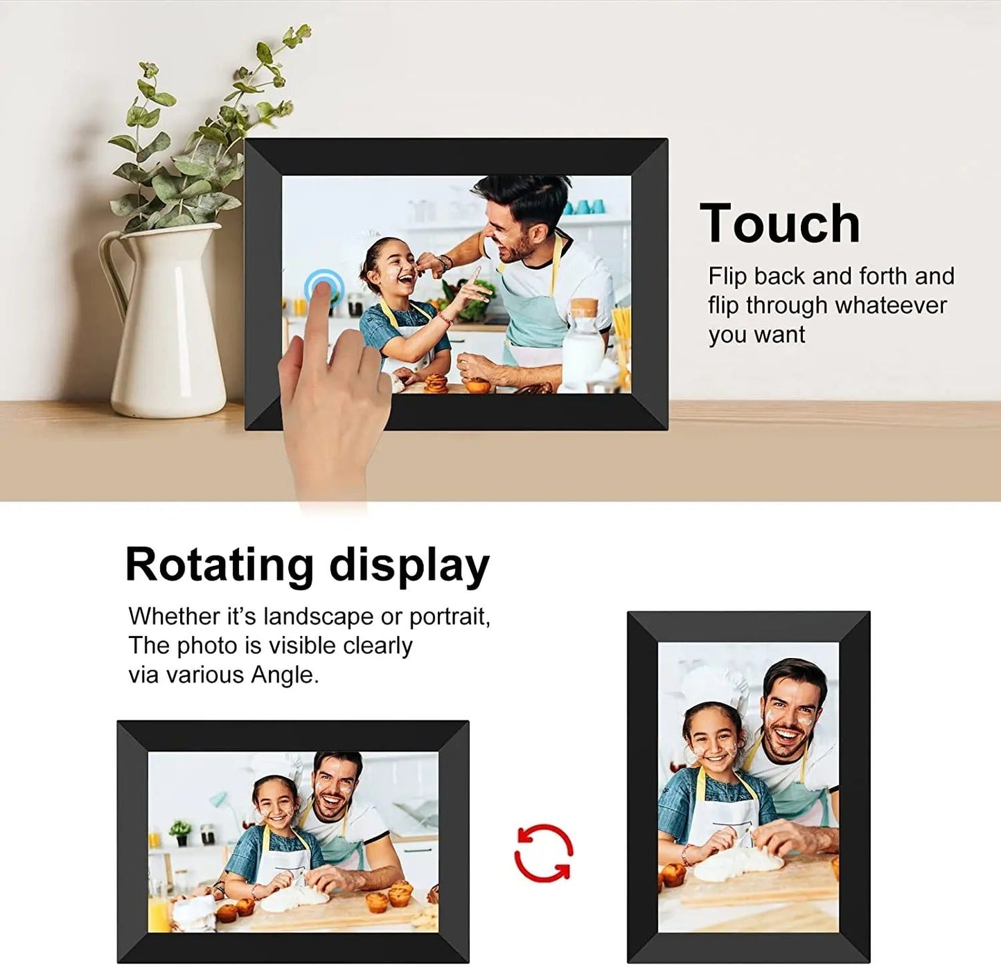 HD Digital Picture Frame 8 Inch Touch Screen Display