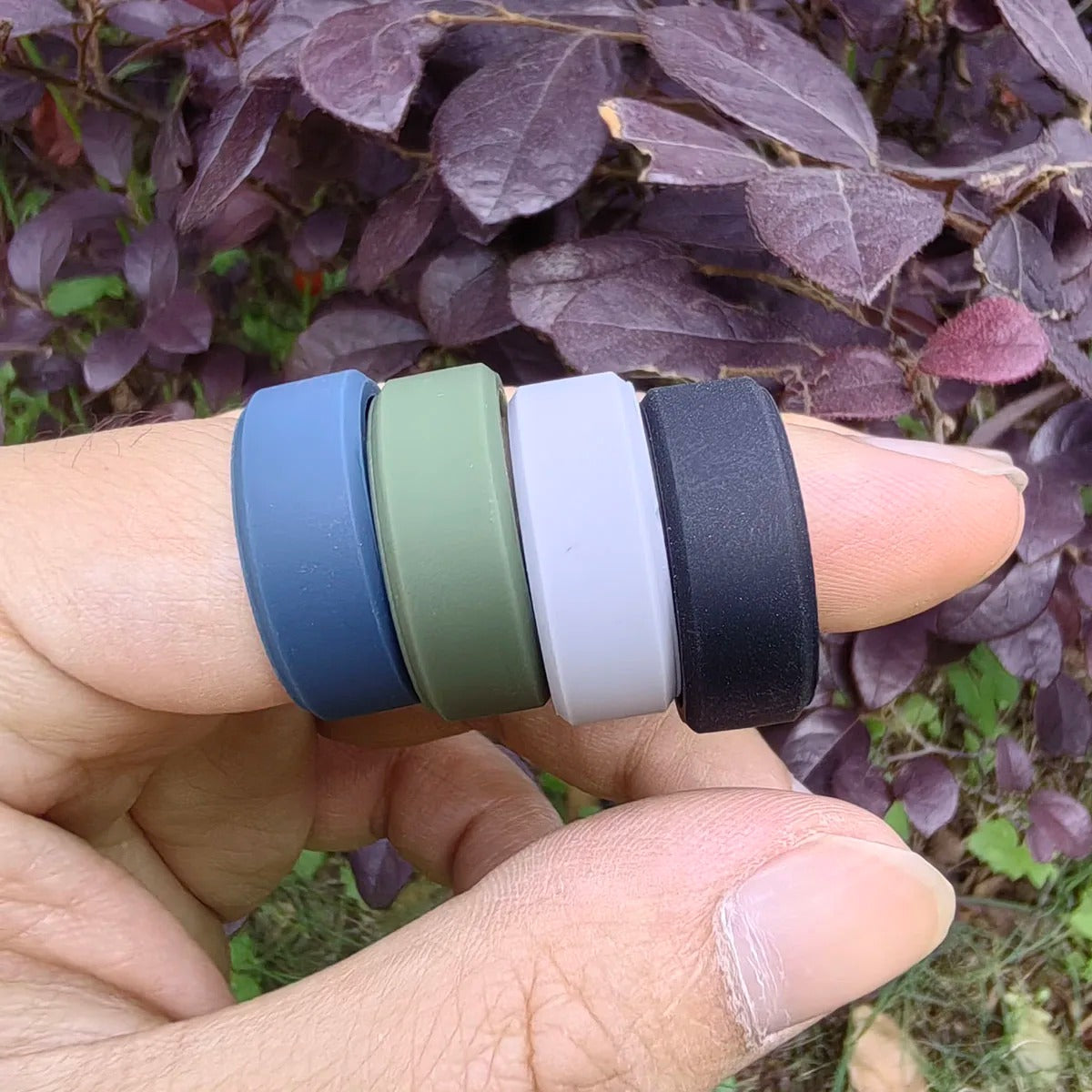Comfortable Silicone Wedding Ring Set of 4 Bands