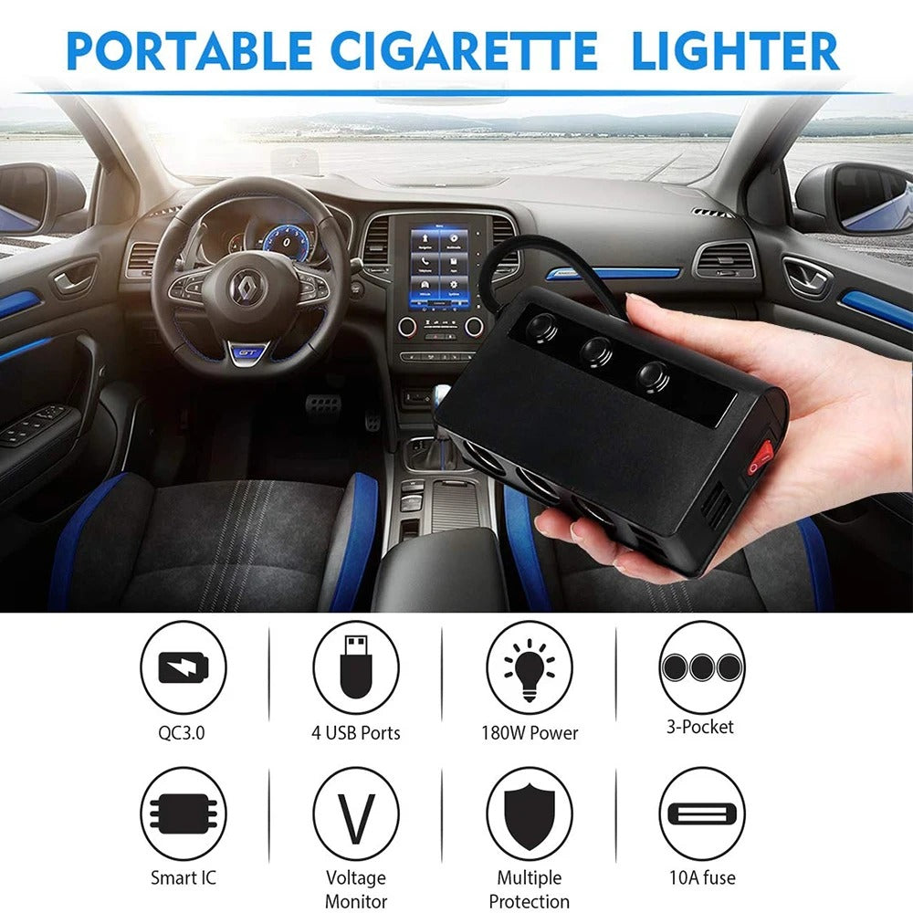 Rapid Car Charger 4 Port 180W Fast USB Charger