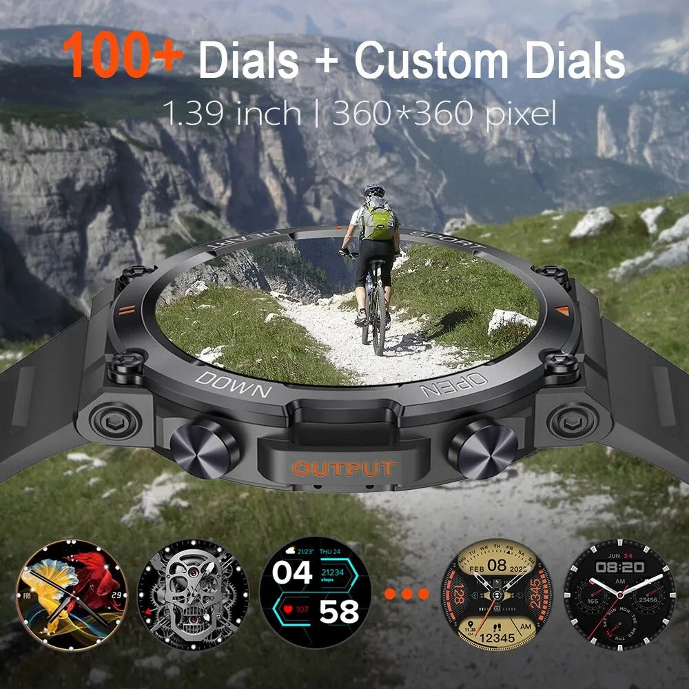 Rugged Outdoor Tactical Smartwatch with Long Battery Life