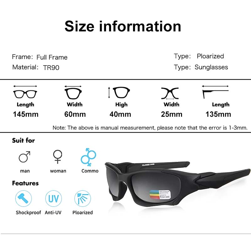 Premium Polarized Biker Sunglasses Durable TR90 Frame