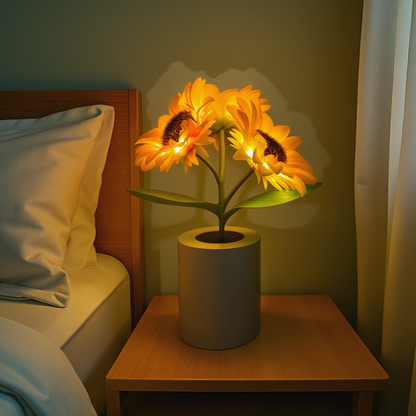 Bright Floral Table Lamp with Rechargeable Light