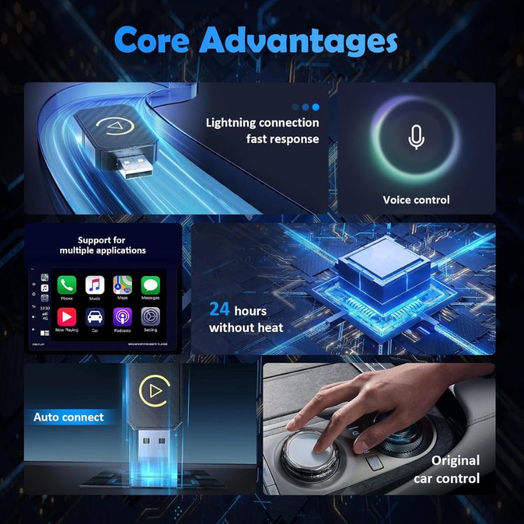 Compact iPhone CarPlay Dongle for Most Vehicles