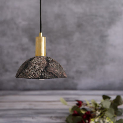 Natural Earthy Ceramic Pendant Light in Dark Clay - Lusomart