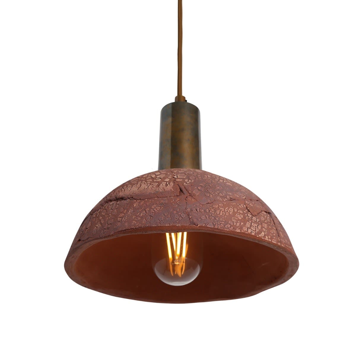 Natural Ceramic Hanging Lamp in Red Finish, 20cm