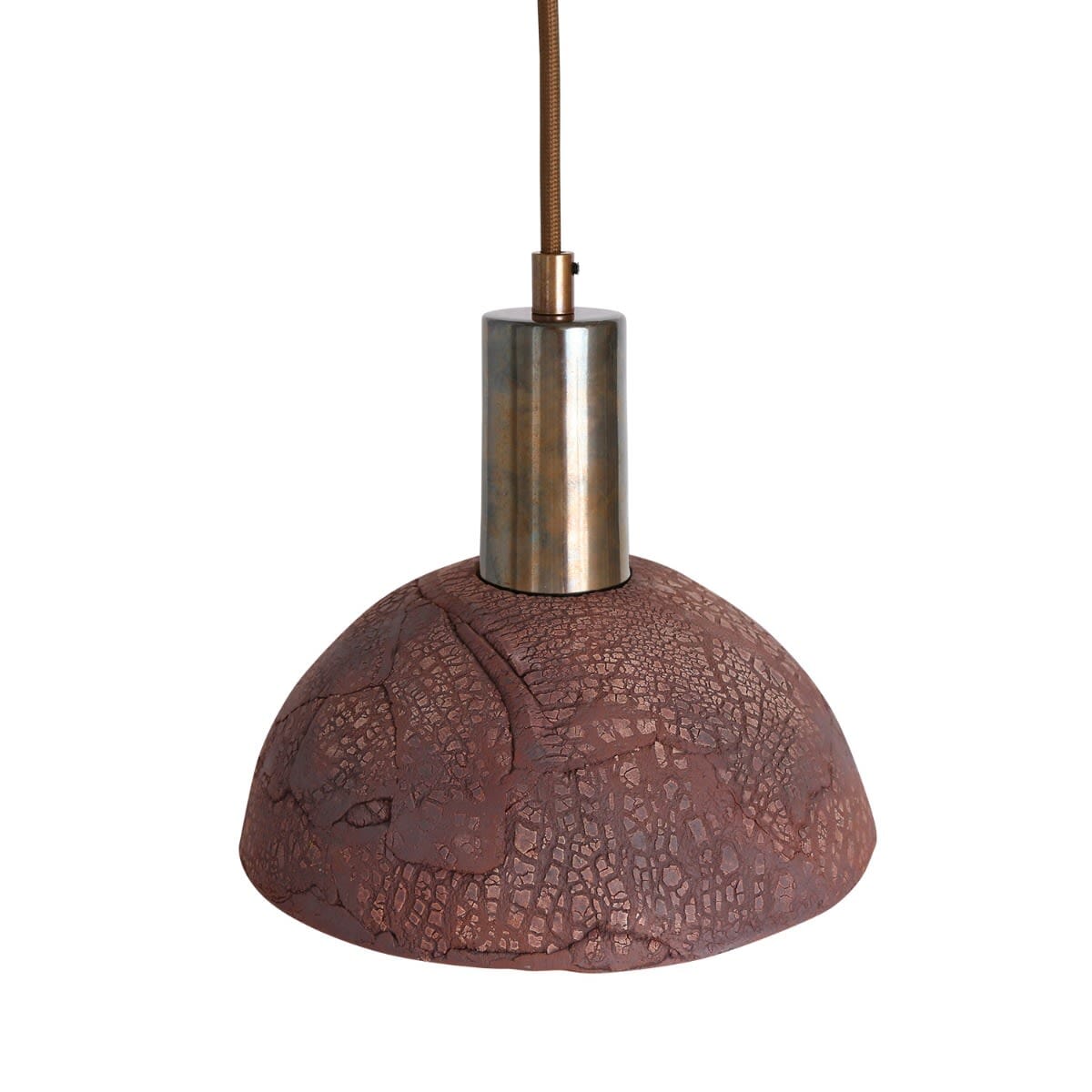 Natural Ceramic Hanging Lamp in Red Finish, 20cm