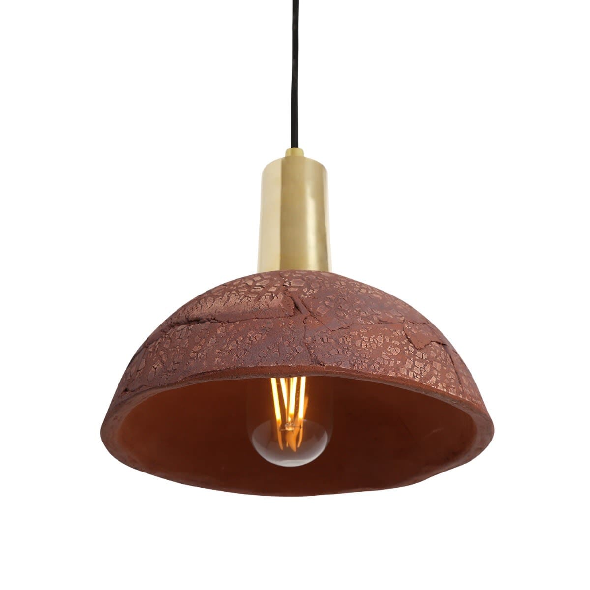 Natural Ceramic Hanging Lamp in Red Finish, 20cm