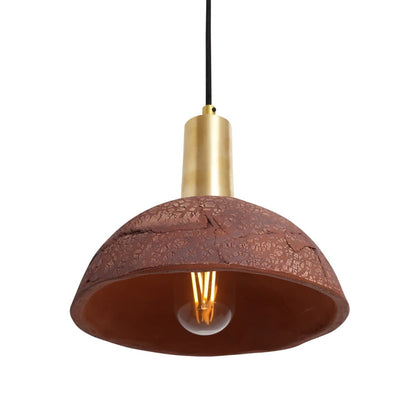 Natural Ceramic Hanging Lamp in Red Finish, 20cm