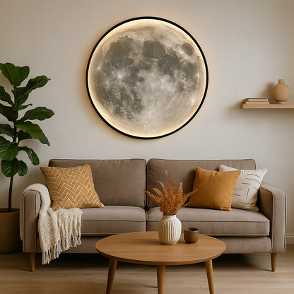 Moon Glow LED Wall Lamp with Textured Surface - Lusomart