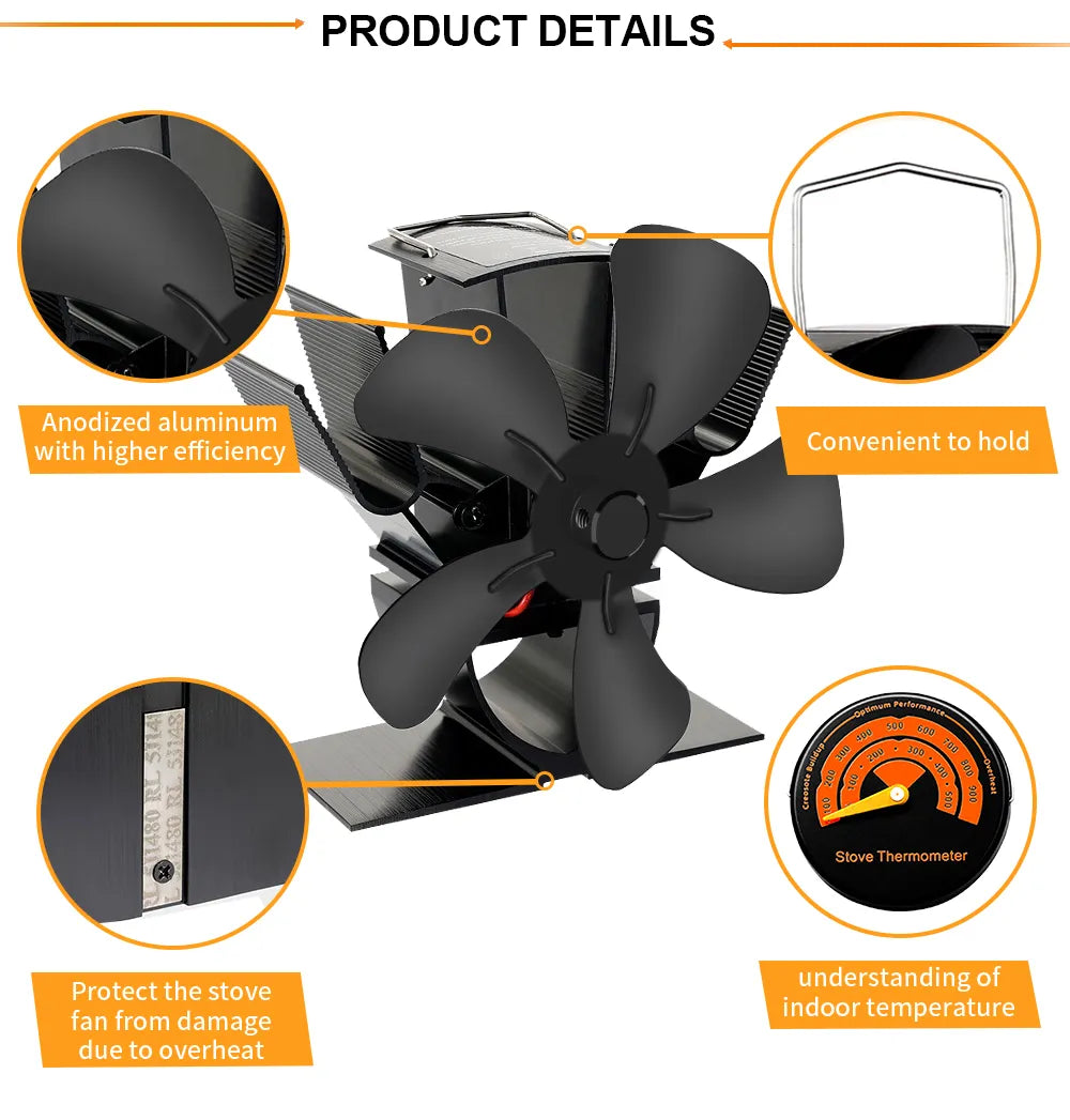 Eco Friendly Wood Burning Stove Fan Heater