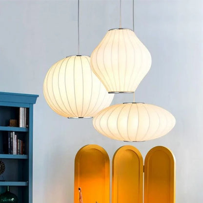 Luxury Metal and Silk Hanging Lamp