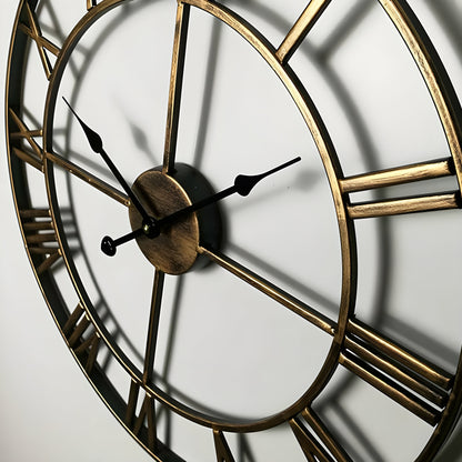 Vintage Metal Wall Clock Quiet Classic Style