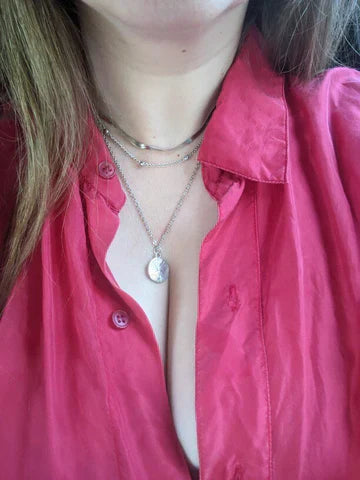 Triple Layered Sterling Silver Chain Necklace For Women