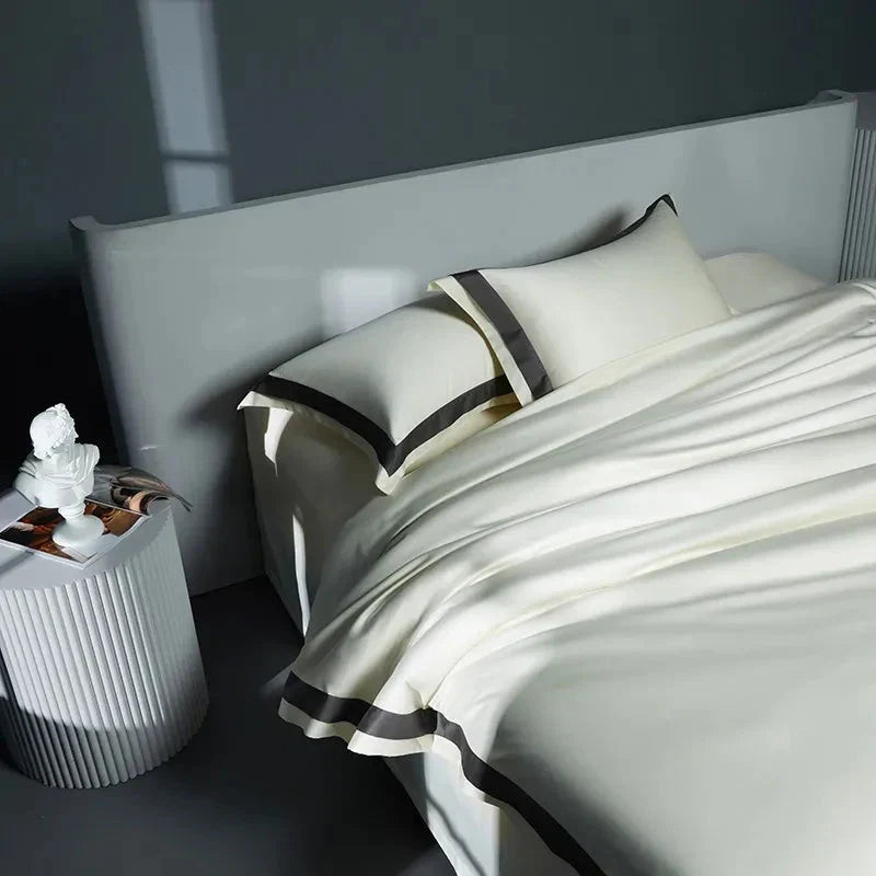 Luxurious Egyptian Cotton Duvet Cover Set with Classic Trim