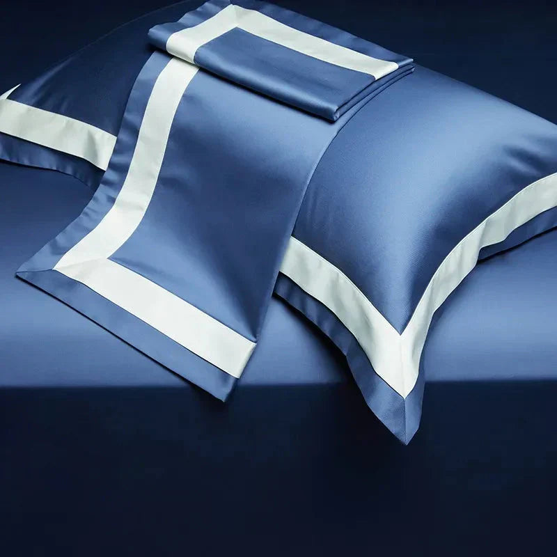 Luxurious Egyptian Cotton Duvet Cover Set with Classic Trim