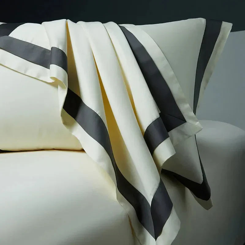 Luxurious Egyptian Cotton Duvet Cover Set with Classic Trim