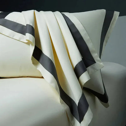 Luxurious Egyptian Cotton Duvet Cover Set with Classic Trim