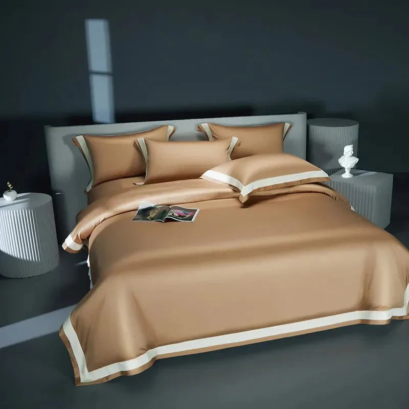 Luxurious Egyptian Cotton Duvet Cover Set with Classic Trim