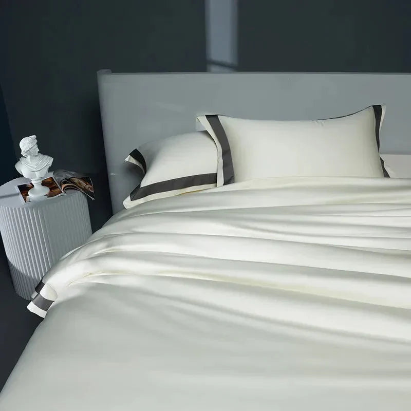 Luxurious Egyptian Cotton Duvet Cover Set with Classic Trim