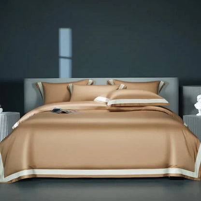 Luxurious Egyptian Cotton Duvet Cover Set with Classic Trim