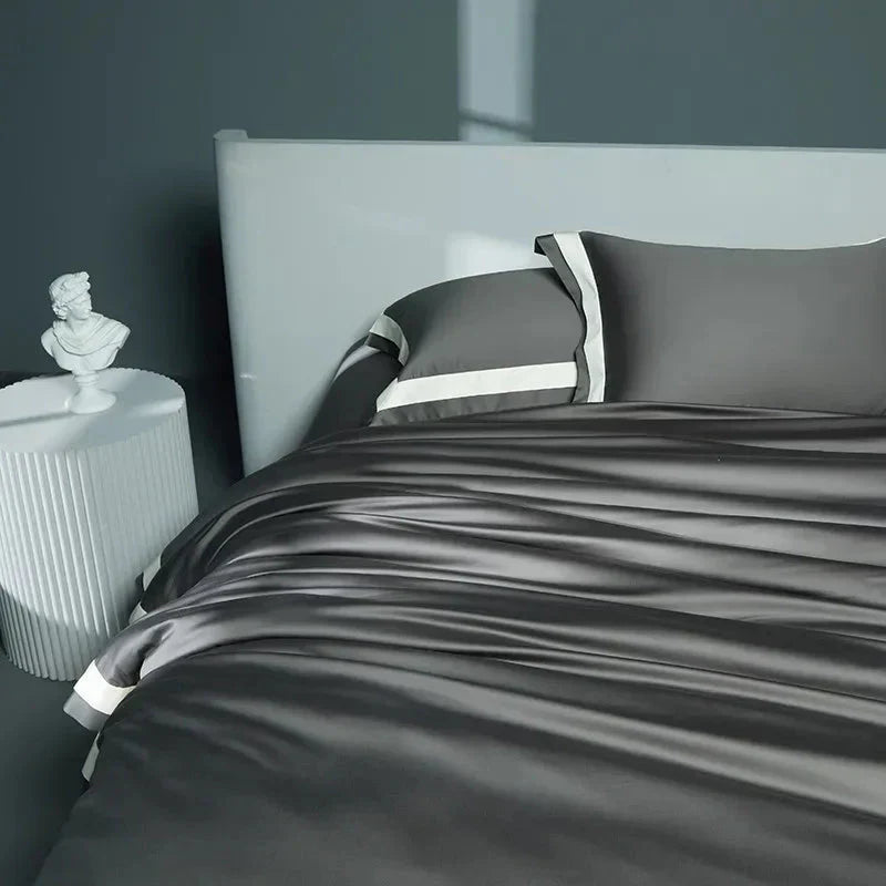 Luxurious Egyptian Cotton Duvet Cover Set with Classic Trim