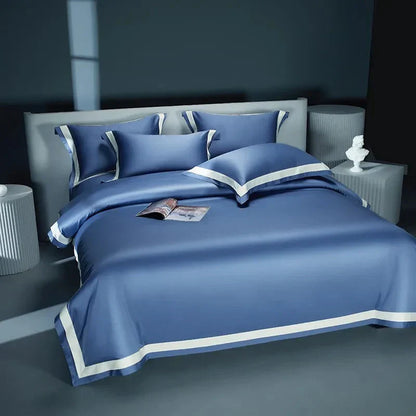 Luxurious Egyptian Cotton Duvet Cover Set with Classic Trim