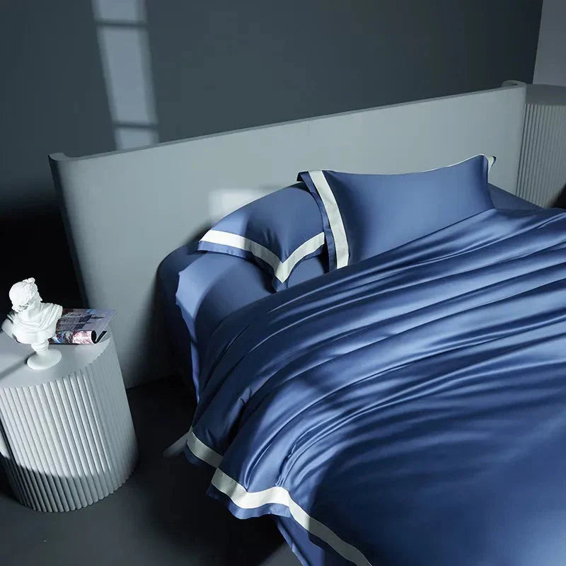 Luxurious Egyptian Cotton Duvet Cover Set with Classic Trim