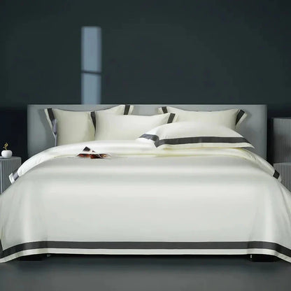 Luxurious Egyptian Cotton Duvet Cover Set with Classic Trim