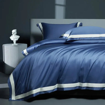 Luxurious Egyptian Cotton Duvet Cover Set with Classic Trim