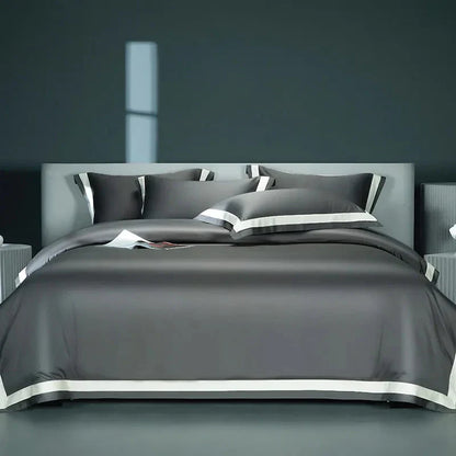 Luxurious Egyptian Cotton Duvet Cover Set with Classic Trim