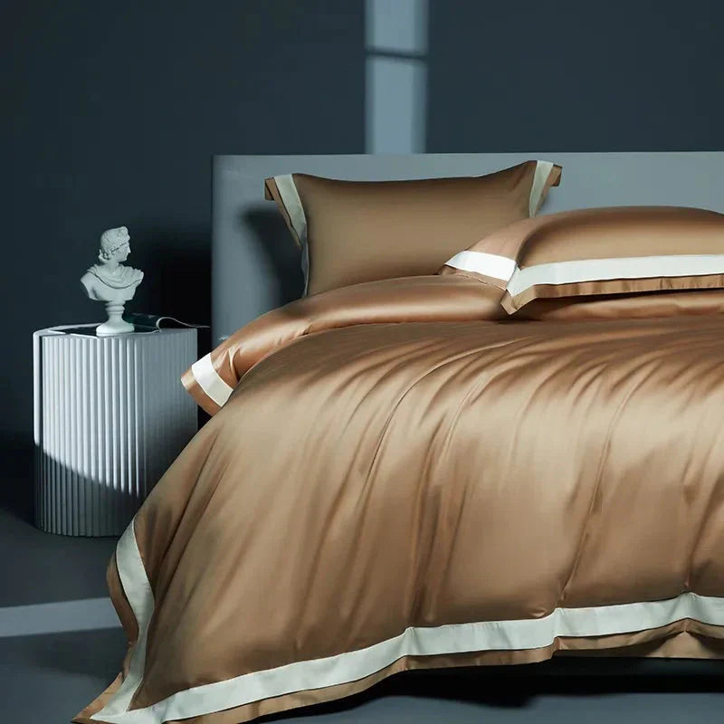 Luxurious Egyptian Cotton Duvet Cover Set with Classic Trim