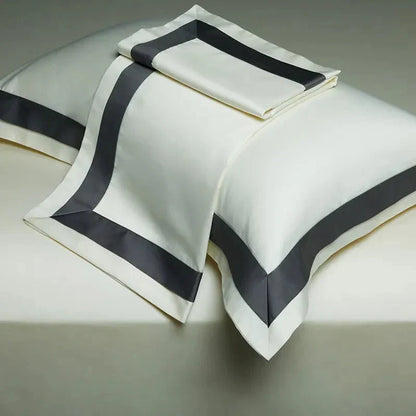 Luxurious Egyptian Cotton Duvet Cover Set with Classic Trim